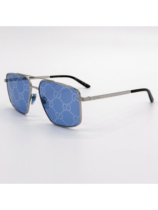 New Gucci Blue Silver Pilot Frame Sunglasses GG0941S 004 main image 5